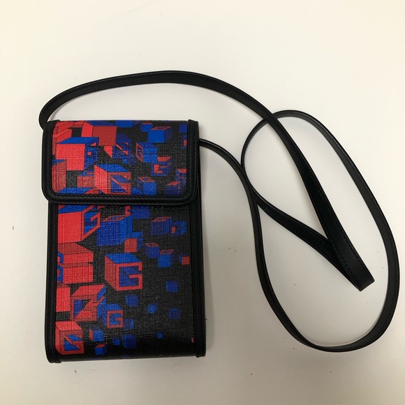 Gucci Flap Crossbody Bag Printed Coated Canvas Mini black, blue and orange/red - Picture 2 of 5